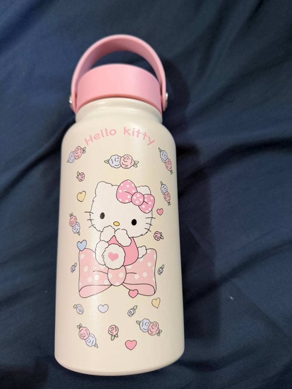 Sanrio Hello Kitty Pink & Cream Floral Bottle with Handle